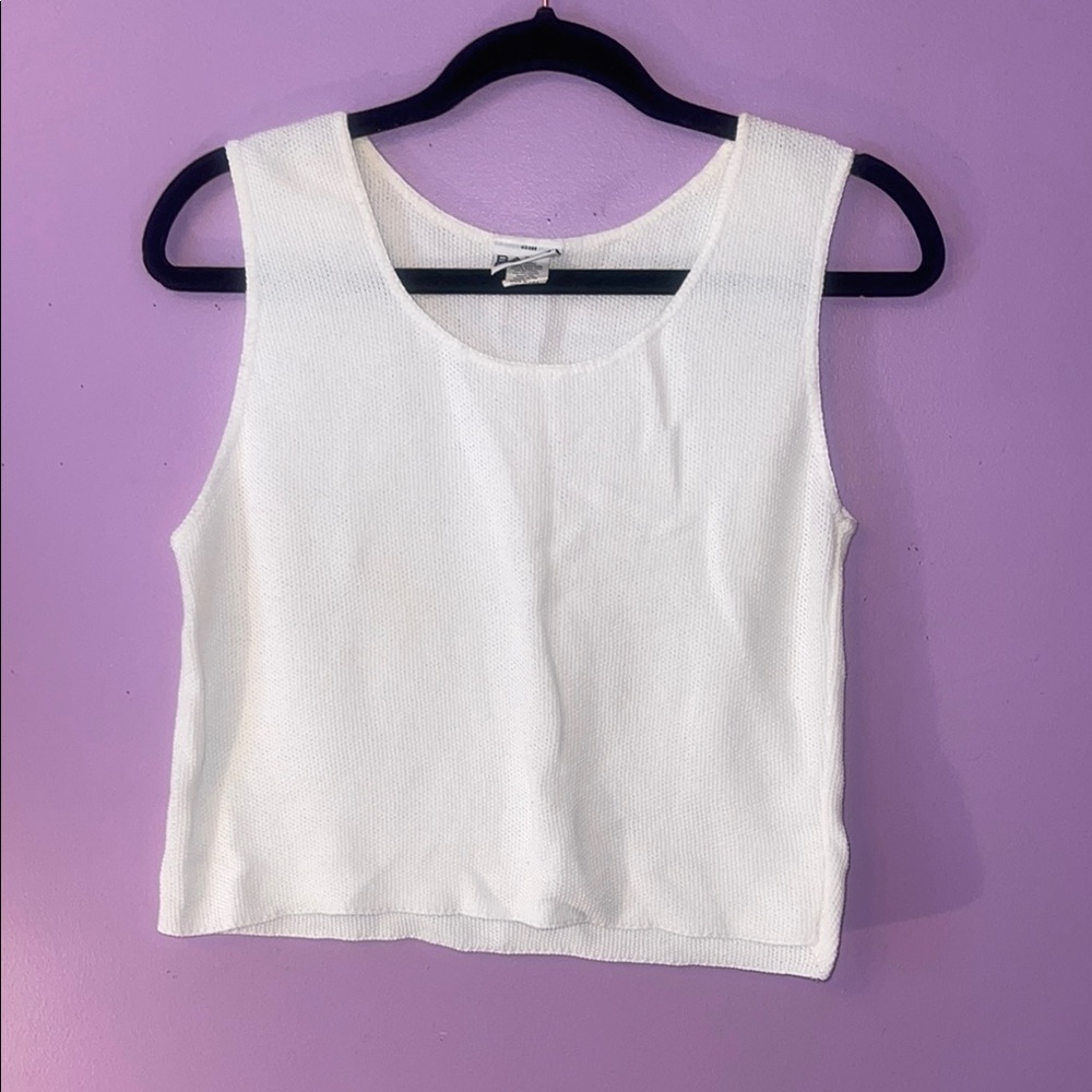 White Sleeveless Knit Top